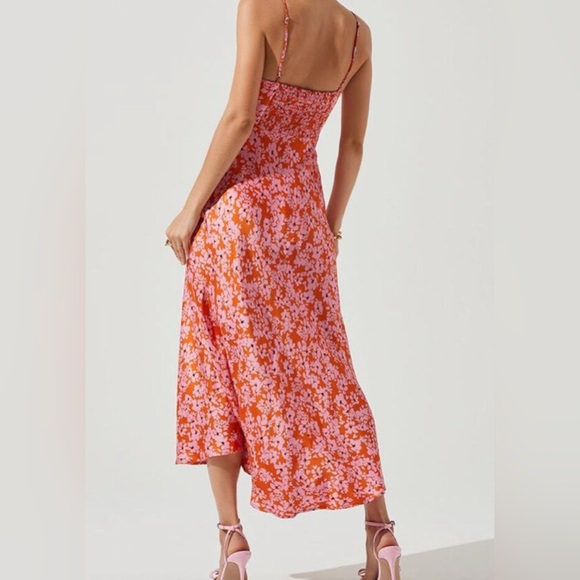 Floral Cut-Out Maxi Dress - Orange and Pink - Picture 2 of 10